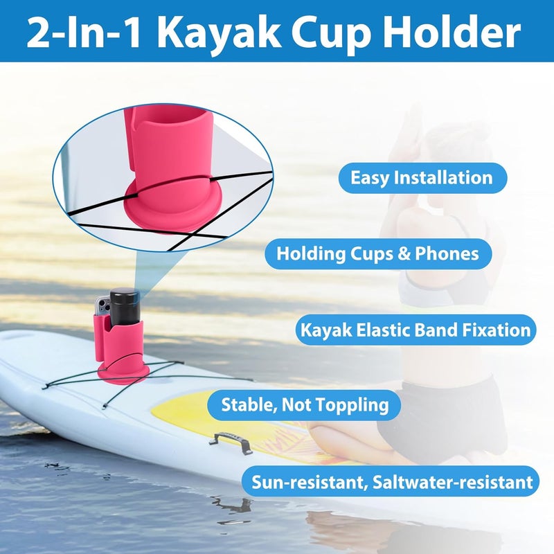 ANGAR Paddleboard Cup Holder, Paddle Board and Kayak Drink Holder, 2-in-1 Drink & Phone Holder, Paddleboard Accessory for Surfboards, Canoes, SUPs, Kayaks, Boats (Red) - Image 2